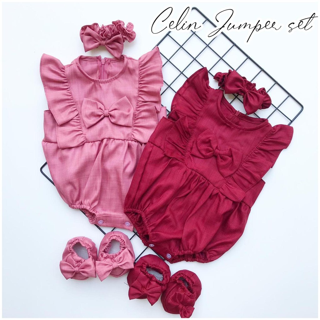 MADELINE / CELLY SCARLETTE JUMPER Baju setelan jumper bandana sepatu pergi lucu fashion anak bayi perempuan TERLARIS