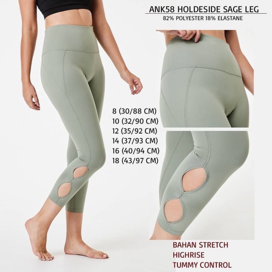 Celana Legging Wanita Murah Anko 58 Holdeside Leg Sage/Black