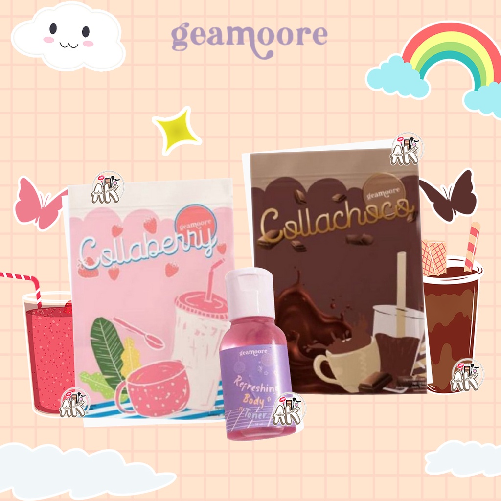 Geamoore Collaberry &amp; Collachoco Collagen Drink 55gr - Collagen Geamoore / Minuman Collagen BPOM / Suplemen Kulit