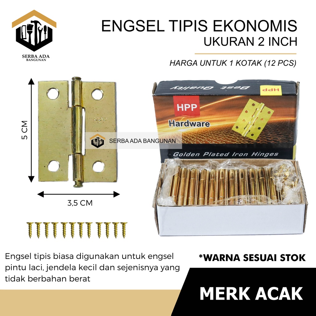 Engsel TIPIS KUNING KANDANG 3&quot; 21/2&quot; 2&quot; (HARGA PABRIK PER LUSIN TIDAK DIECER) Murah Kuat Kotak Box