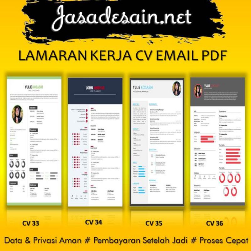 RESUME LAMARAN KERJA CV EMAIL PDF TIPE 9