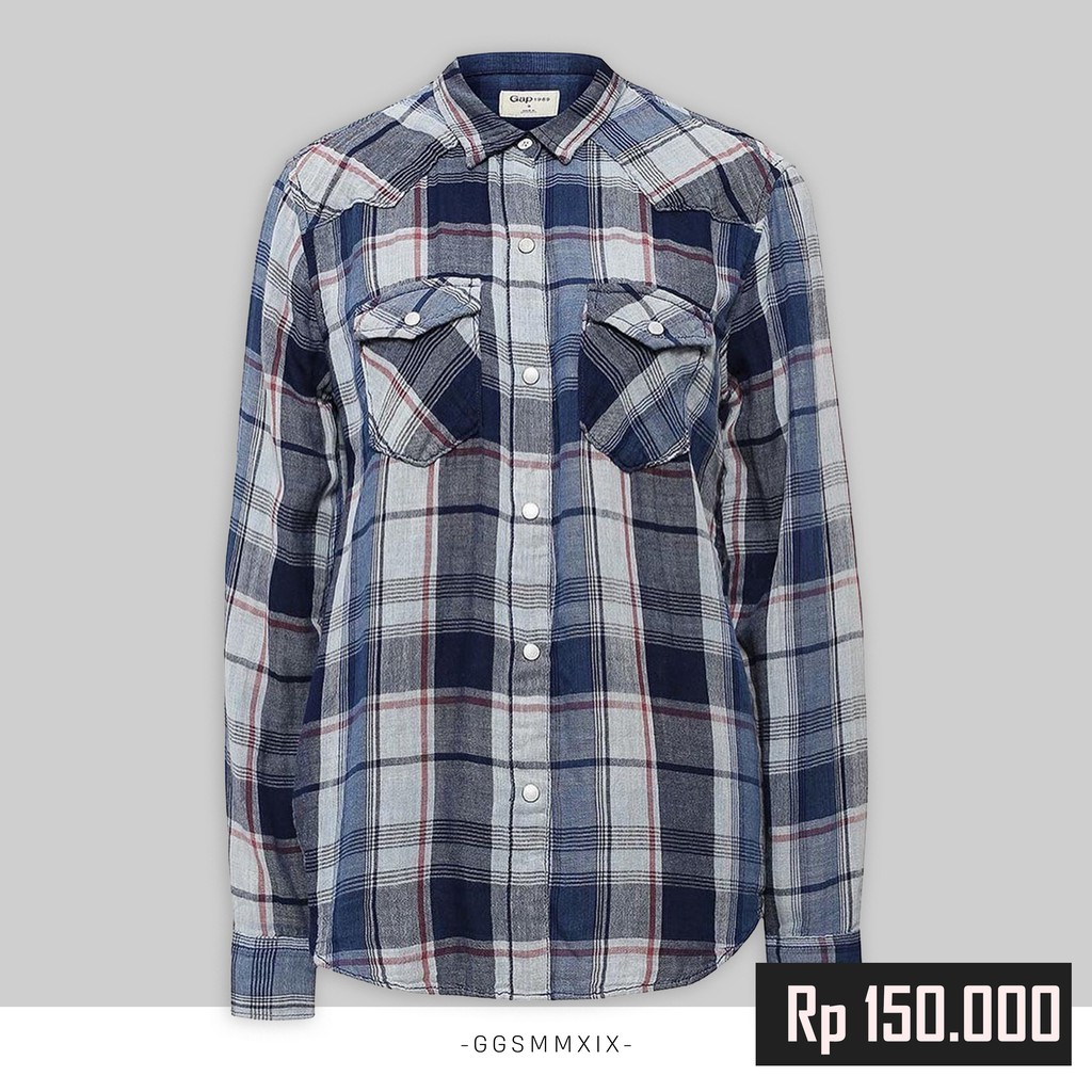 Kemeja Pria GAP Original New | Kemeja Flannel GAP Blue Original Brand | Flanel Shirt By GAP Original