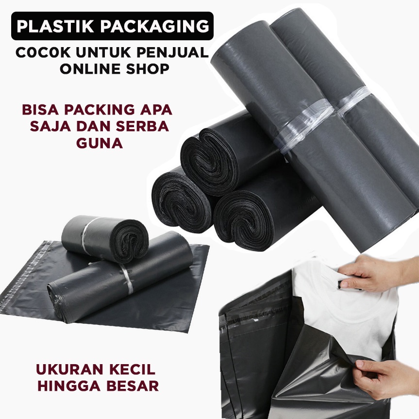 

r3w TaffPACK Kantong Amplop Plastik Packing Polymailer Polybag PLASTIK POLYMAILER 35x45 Kantong Tebal Premium Online Shop Packaging TERMURAH PACKING CUSTOM MOTIF 17x30cm- Black( ISI 100 PCS )
