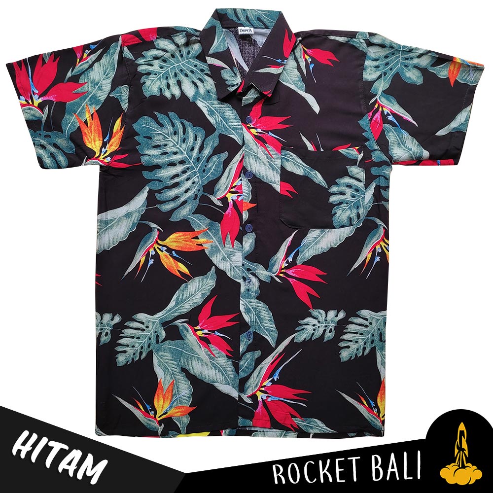 Baju Pantai Hawai - Baju Kemeja Pantai Pria - Kemeja Pria Motif Bunga Ornata