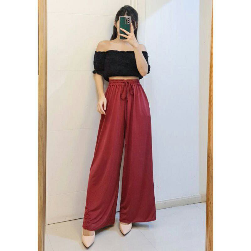 Korean Long Pants Celana Culotte Wanita C075