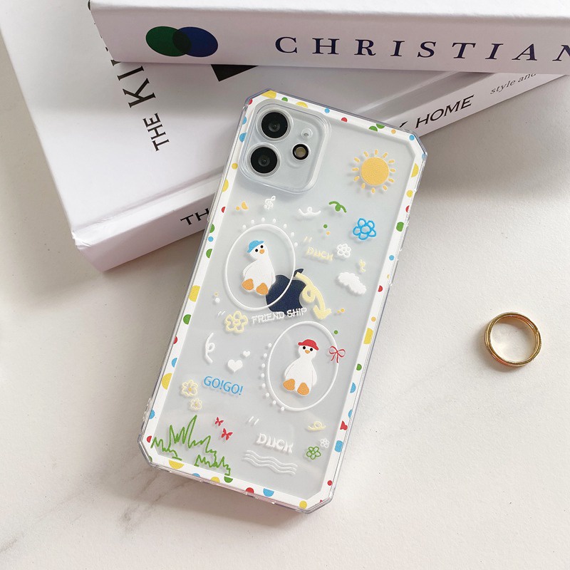 Cute Duck Doll Soft Case OPPO A31 A53 A33 2020 A3S C1 F9 Pro F11 A52 A92 A54 A93 A74 A15 A15S Clear Casing VIVO Y11 Y12 Y12i Y15 Y17 Y20 Y12S Y50 Y30 S1 V20 SE V21 Y19