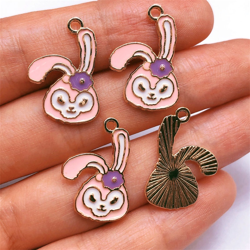 4pcs Liontin Enamel Bentuk Kelinci Bahan Alloy Untuk Membuat Perhiasan