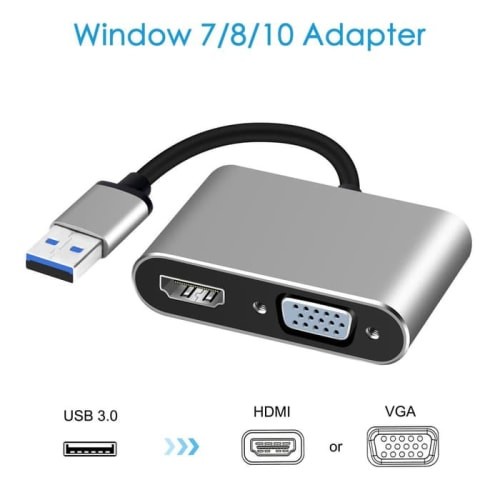 Kabel Converter USB 3.0 To VGA HDMI 1080p 2in1 proyektor tv 2 in 1