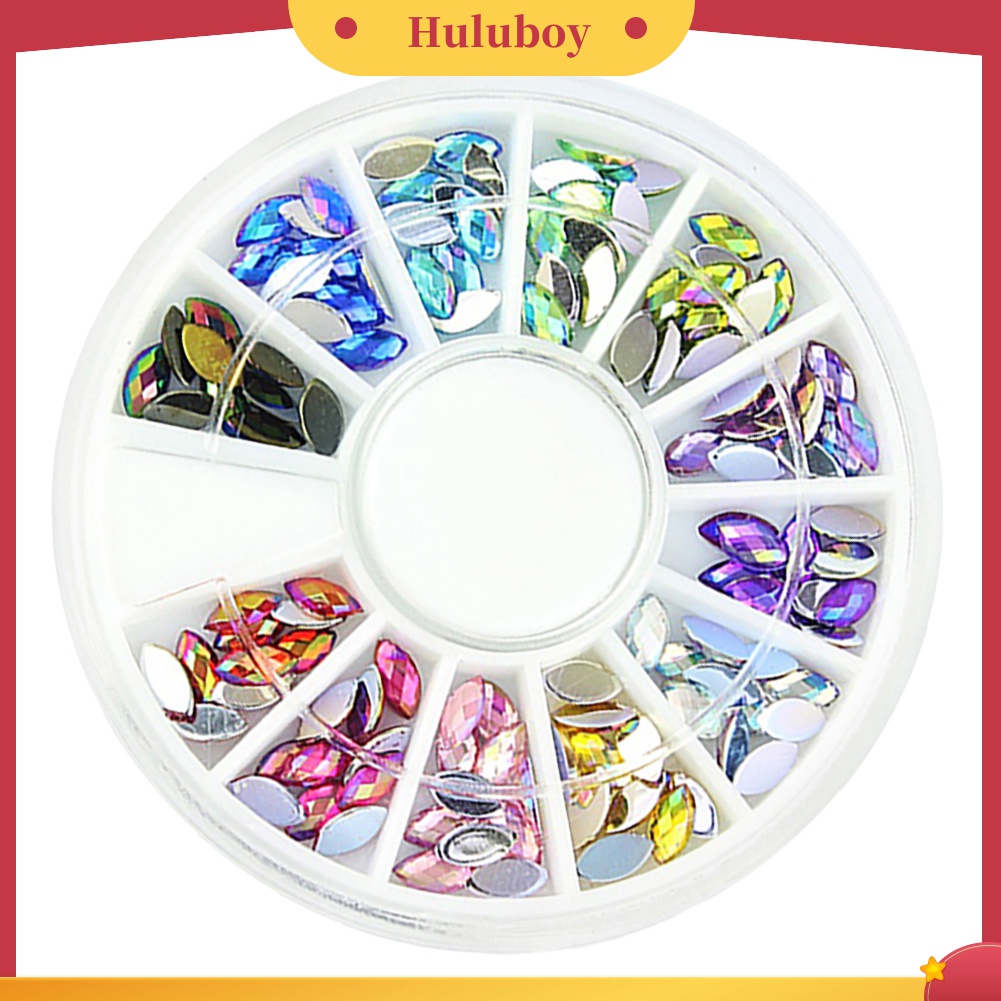Huluboy Huluboy♡ Tempat Penyimpanan Bentuk Roda Isi Manik-Manik Kuku 3D 12 Warna Campur Alat DIY