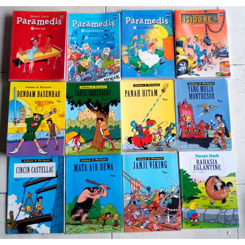 buku cerita // cergam // komik anak Eropa Johan & pirlouit // agen polisi // macan putih / the teach