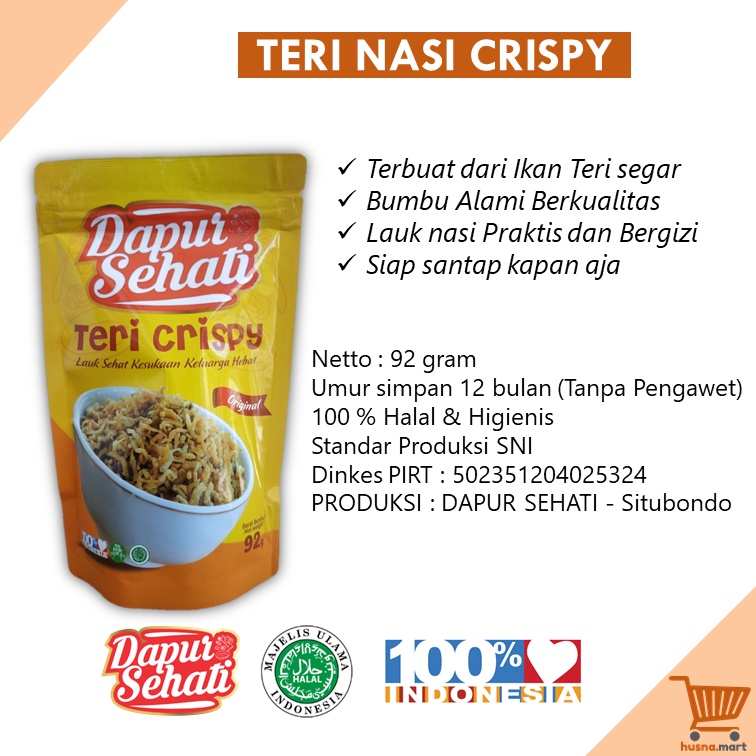 Teri Nasi Crispy Non MSG Lauk Siap Santap isi 92gr - Dapur Sehati