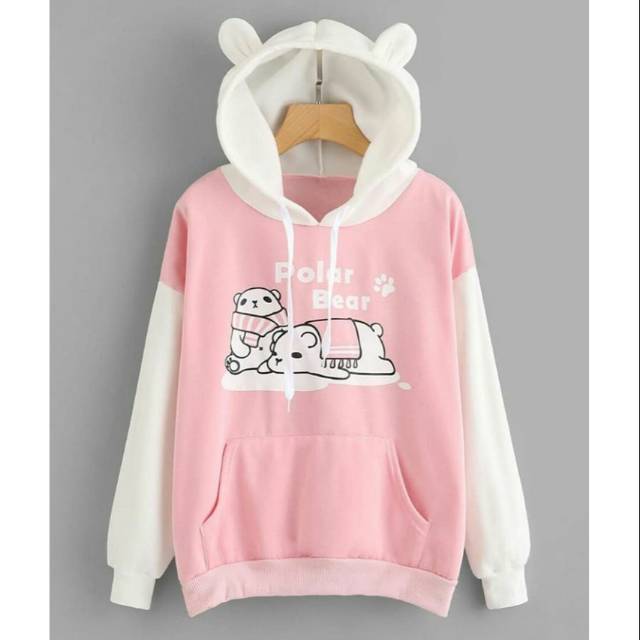 Polar Bear Hoodie Pink