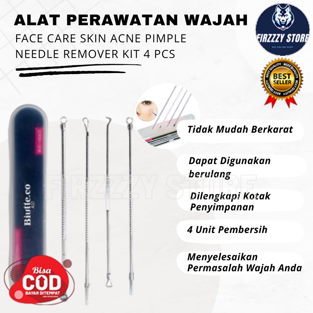 Alat Perawatan Wajah Face Care Skin Acne Pimple Needle Remover Kit 4 PCS