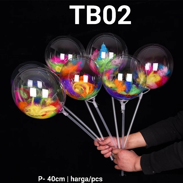 TB02 Stick stik balon balloon latex foil pvc besar transparan bening (Peralatan Balon) papaya balon