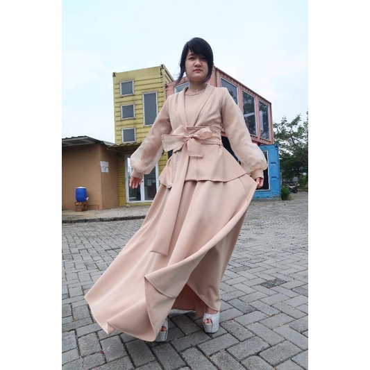 FULLSET GEISHA 70750 Dress + Outer + Obi Titanium Scuba dress muslim prewedding wisuda bridesmaid-5