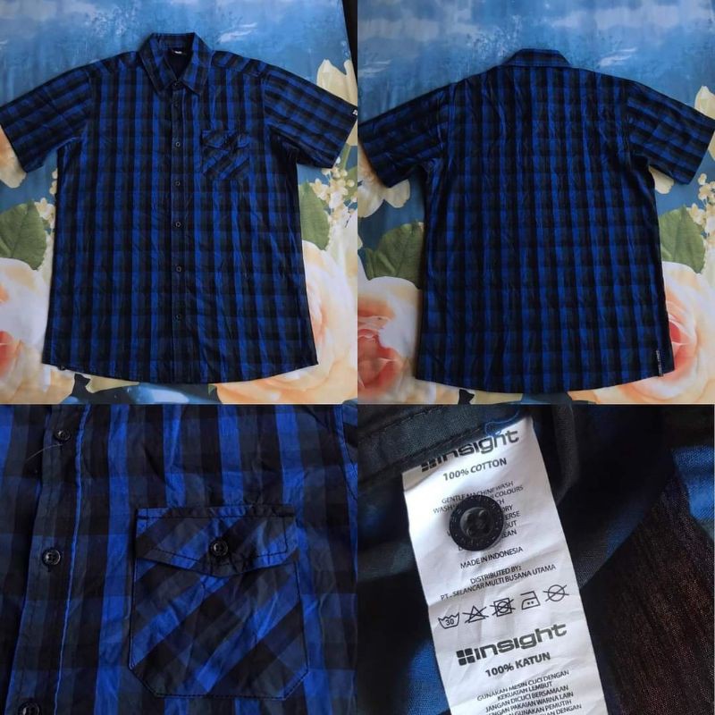 Kemeja Pendek Insight Logo Square Navy Blue