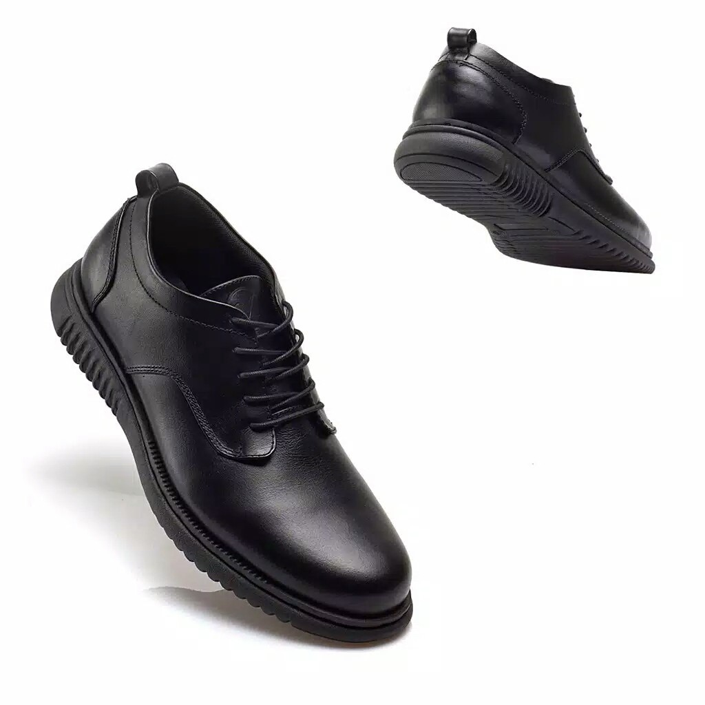 Hatta Black (Kulit Asli) - Sepatu Formal Pria Pantofel Kulit Asli Casual Kerja Kantor Tali Pantopel Pria Kasual Oxford - Pantofel Hitam Pria