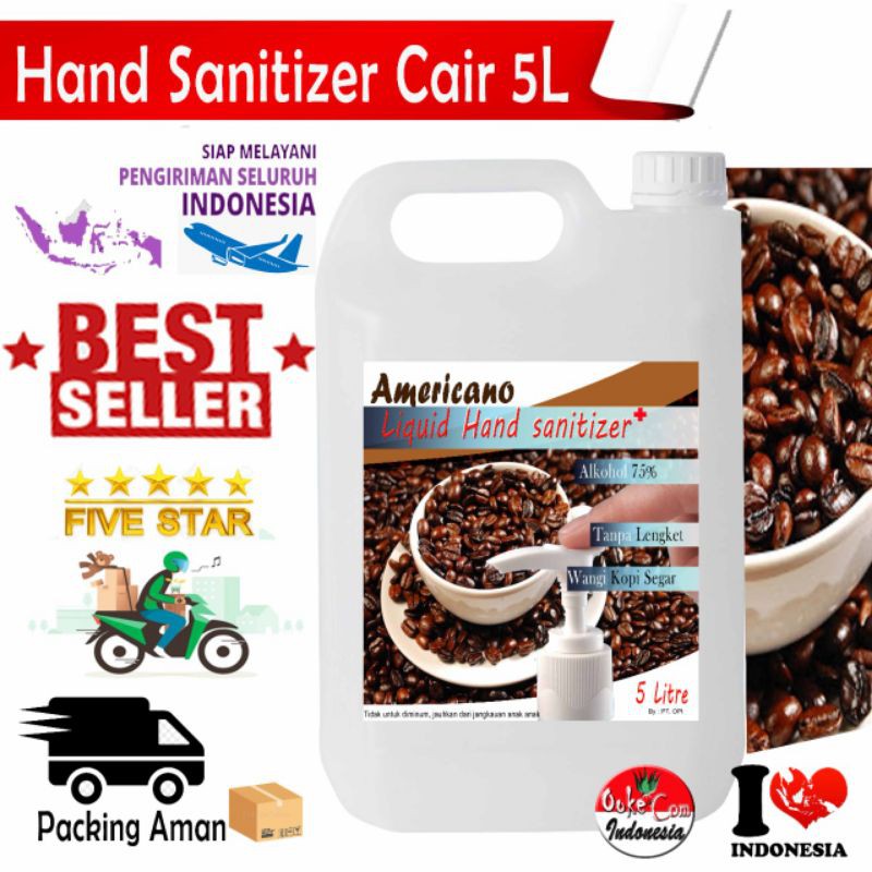 Hand sanitizer cair/spray Americano wangi kopi 5 Liter