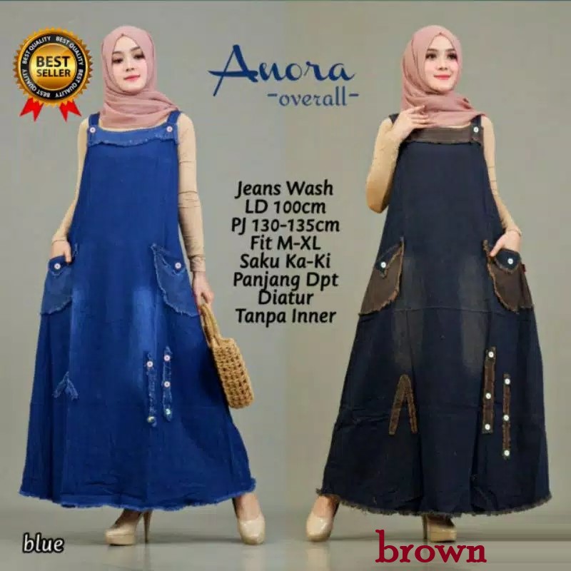 HIMA OVERALL / ANORA OVERALL JEANS BIRU COKLAT KEKINIAN GBM