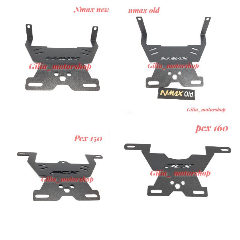 Breket Tatakan plat nomor breket dudukan  plat nomor Nmax Old , Nmax New , Pcx 150 160 model kumis