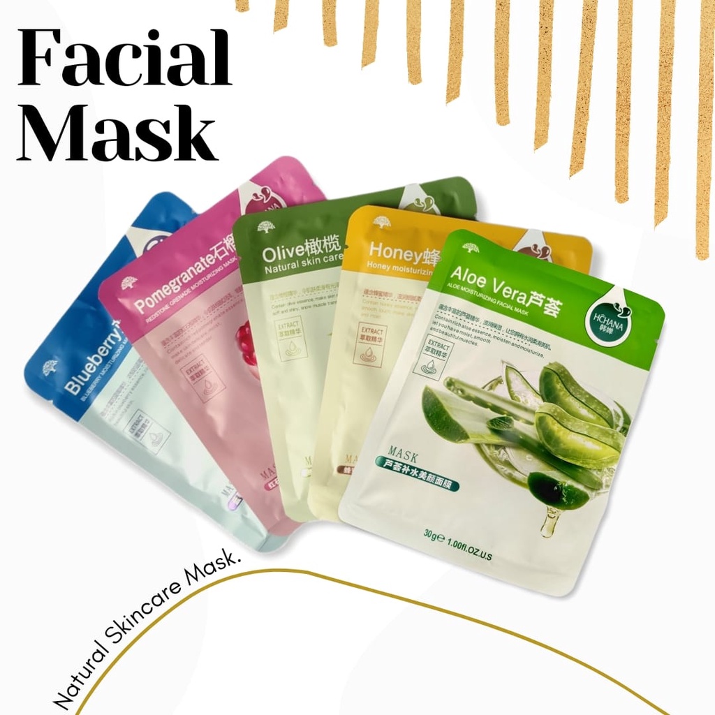 Skincare sheet mask masker kertas wajah blueberry aloe pome olive