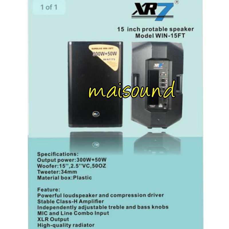 SPEAKER AKTIF XR7 WIN 15FT 15 INCH ORI HARGA SEPASANG XR7 WIN 15 FT