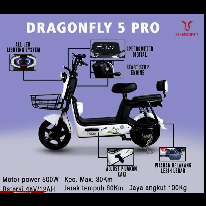 Sepeda Listrik Uwinfly Dragon Fly 5 / DF 5 New Garansi Resmi