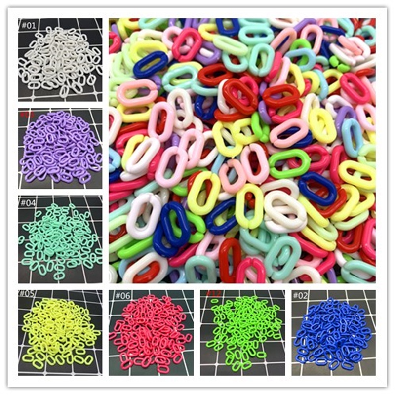 100pcs / Lot Rantai Link Akrilik 15x10mm Warna-Warni Untuk Membuat Perhiasan Kalung / Gelang