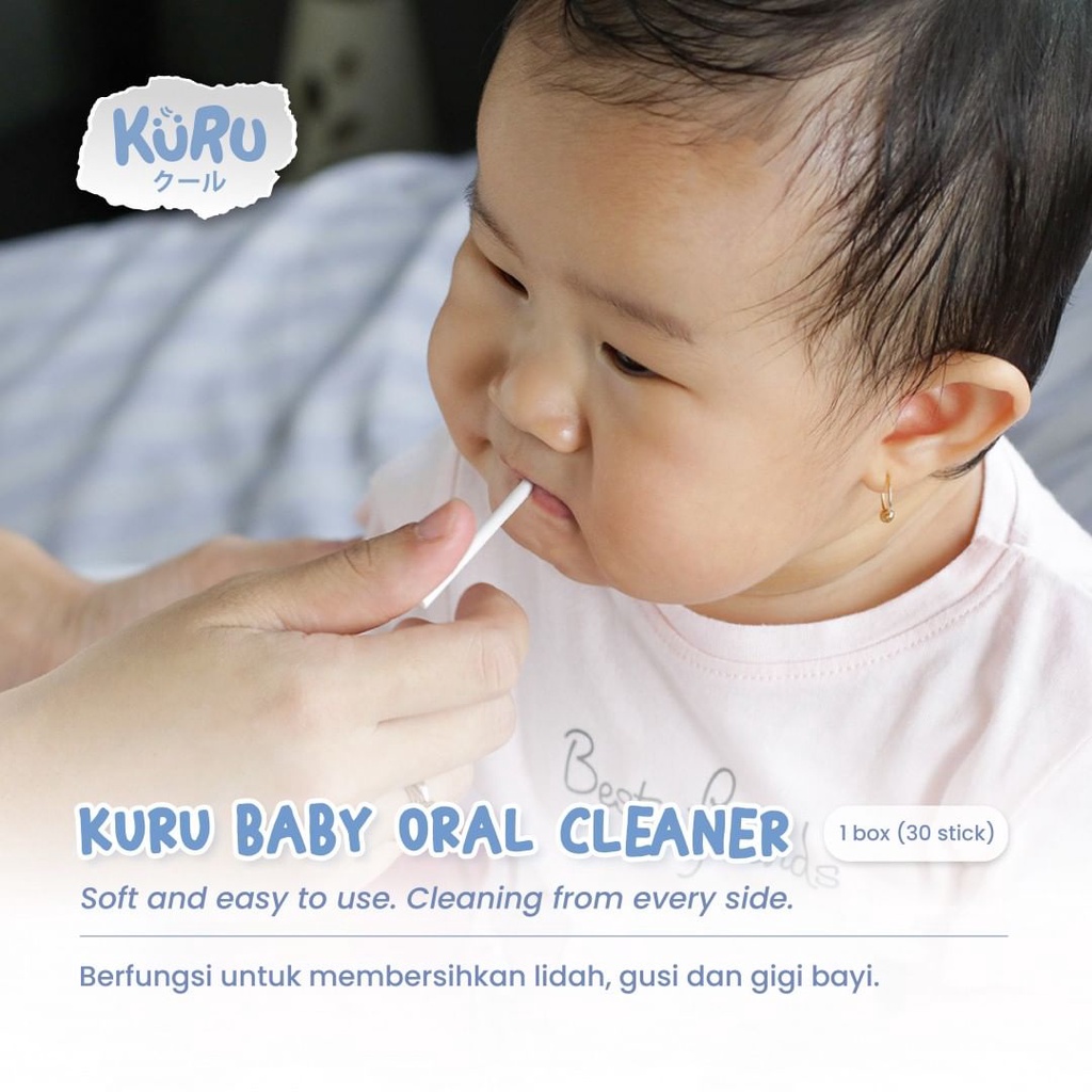 Oral Cleaner Kuru Baby Sikat Bayi Pembersih Lidah Cotton Steril Isi 30 Pembersih Susu di Lidah Bayi