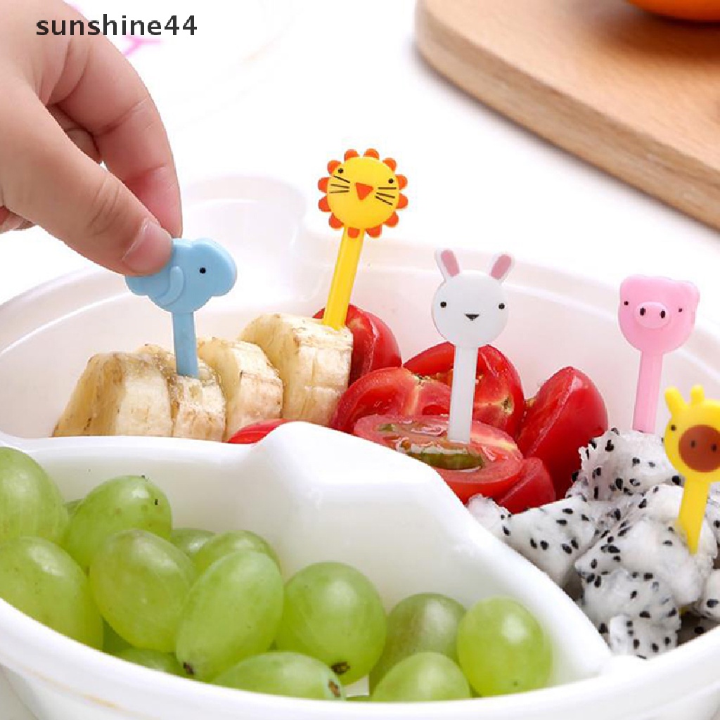 Sunshine 10PCS Garpu Buah Mini Bentuk Binatang Untuk Dekorasi Kotak Makan Anak