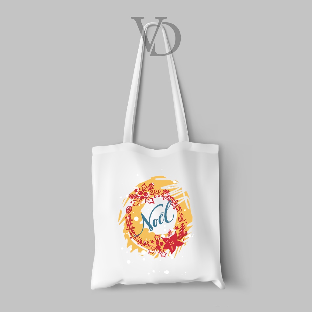 tote bag kanvas natal edisi 2022 / tas belanja gambar christmas versi 2 / totebag cute