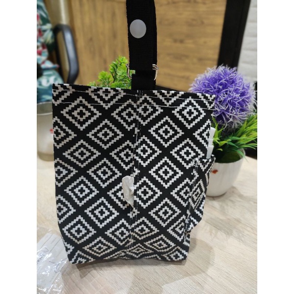 tas tempat tisu 3 in 1 bahan kanvas tas pouch tisu kering tisu basah dan hand sanitizer