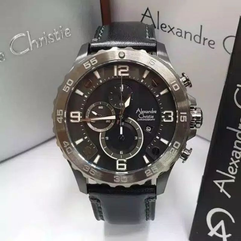 Jam tangan pria Alexandre Christie AC 6505 AC6505 black original resmi