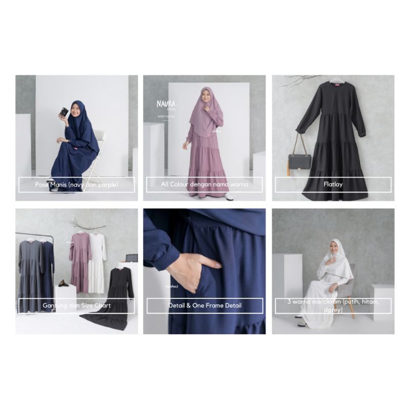 NAISHA - NAURA DRESS/GAMIS SYAR'I/DRESS MUSLIMAH/GAMIS POLOS BAHAN QUEEN STRETCH