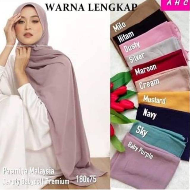 Pashmina Ceruty Babydoll Pasmina Ceruti Baby Doll Diamond Sabyan Hijab Jilbab Kerudung Shopee Indonesia