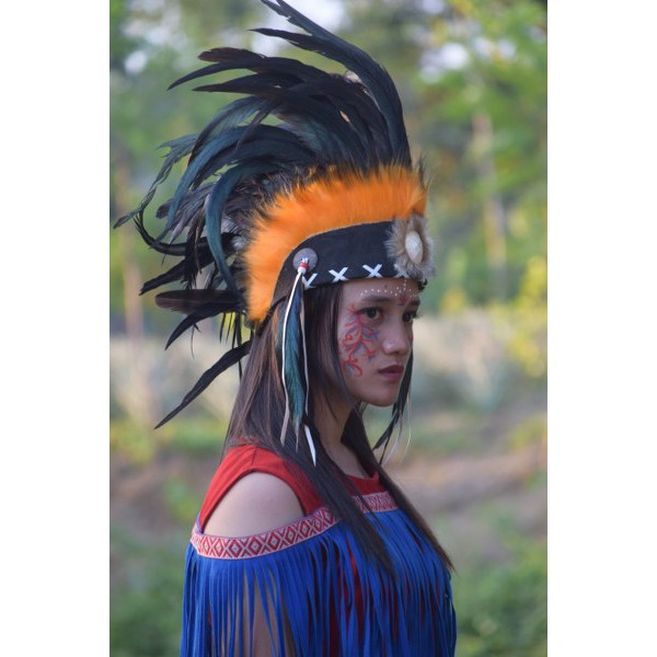 TOPI INDIAN-INDIAN HEADDRESS MOHAWK PERMATA WARNA