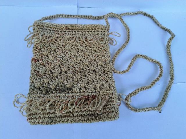 (BISA COD) TAS SELEMPANG COKLAT BAHAN BENANG NYLON UKURAN 20x15 cm - SLING BAG WANITA OOTD