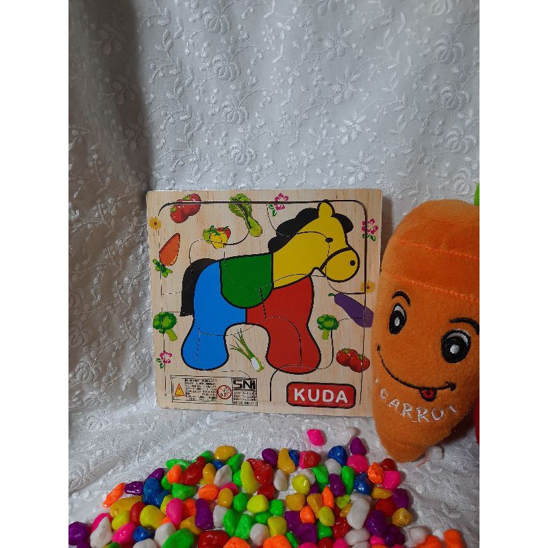 puzzle kayu kuda poni warna