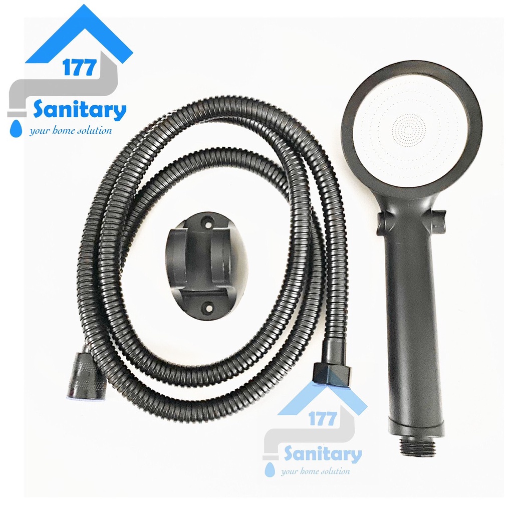 Hand shower HITAM 3in1 ON OFF 150FH-HandShower black high pressure semprotan mandi  3 in 1 turbo stop button