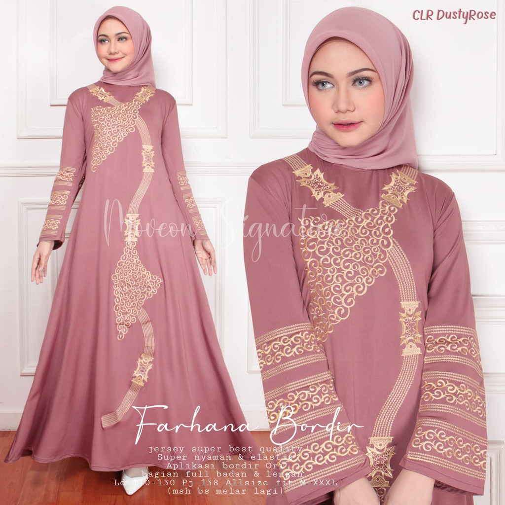 Baju Gamis Abaya Turki Jumbo Murah Bagus Terbaru 2021 Bordir Ori Farhana