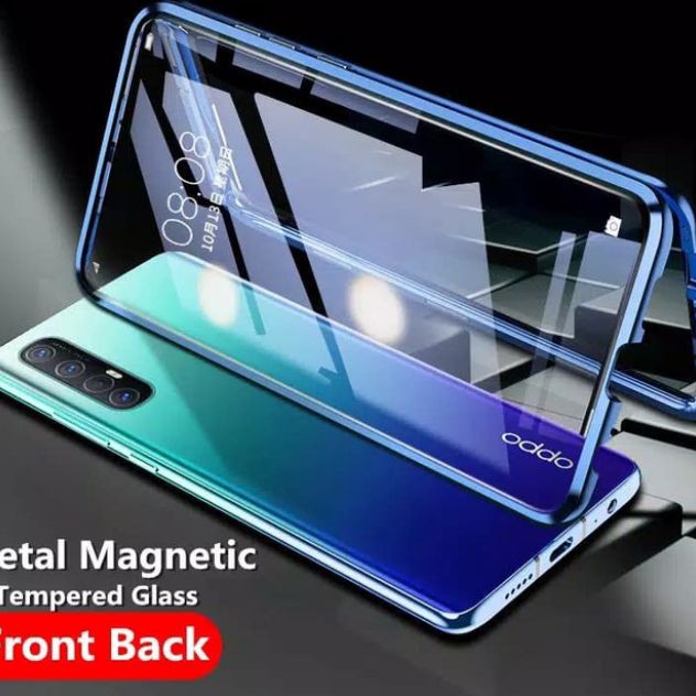 Case Magnetic DEPAN BELAKANG Oppo Reno 3 Premium Case 2in1 Double Glass Reno 3