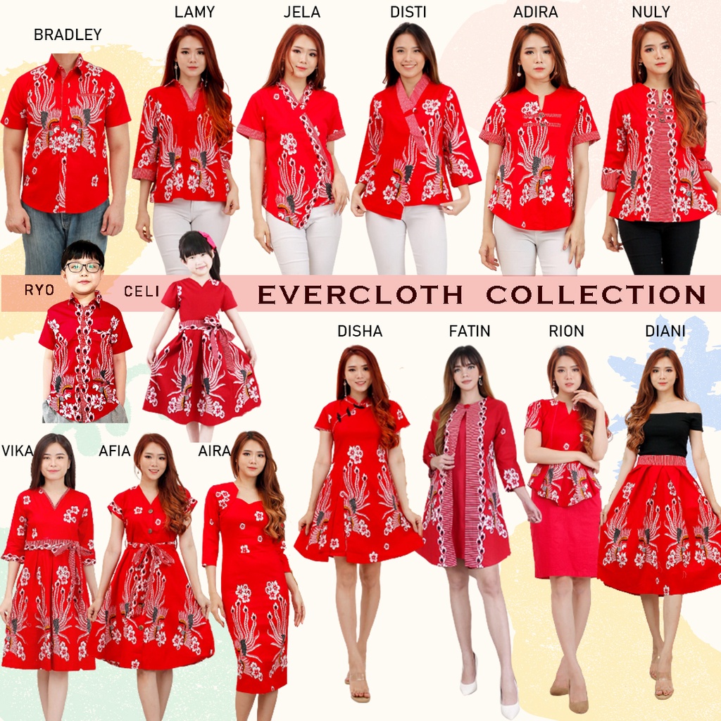 Evercloth Rion Dress Batik Wanita Terusan Batik Couple Modern Kebaya Couple Set Seragam Family