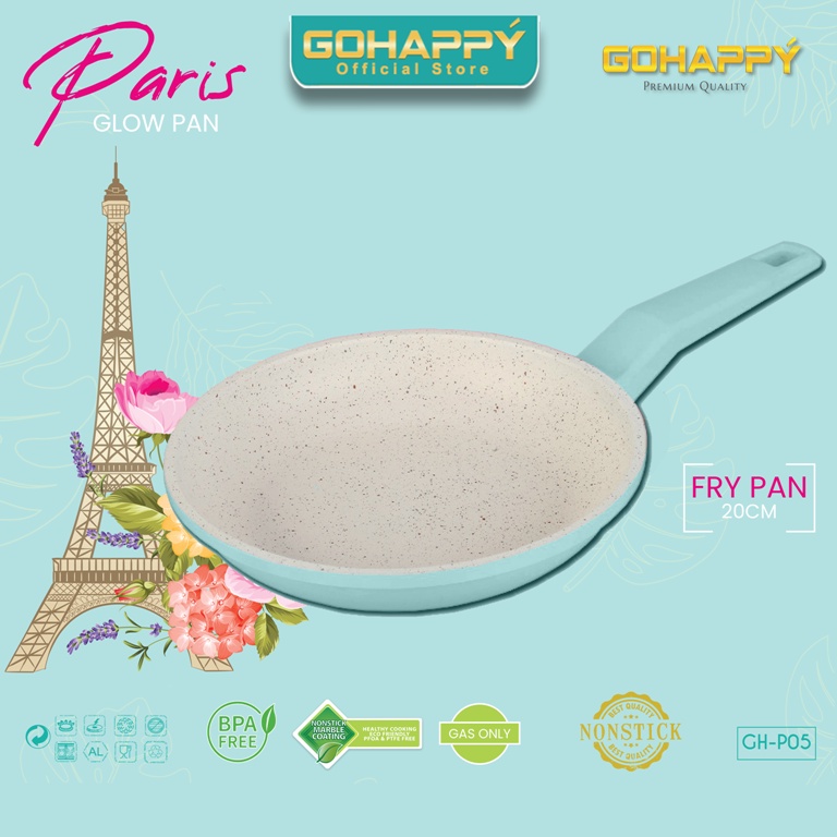 FRYPAN Gohappy Paris GHP05 TOSCA PANCI GORENG | GLOWPAN FRY PAN Wajan penggorengan lapisan white marble diatas teflon