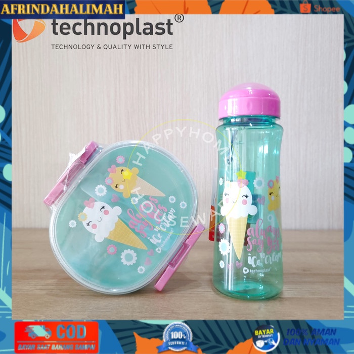 

[TERBARU] TECHNOPLAST Paket Hemat School Ice Cream Set/ Tempat Bekal&Botol Minum - Hijau