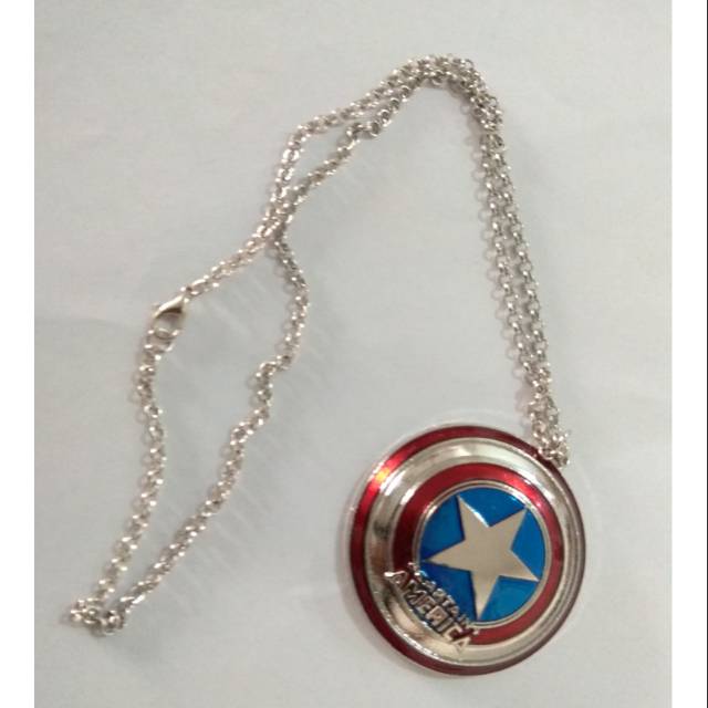 kalung captain America panjang 50 cm silver alloy