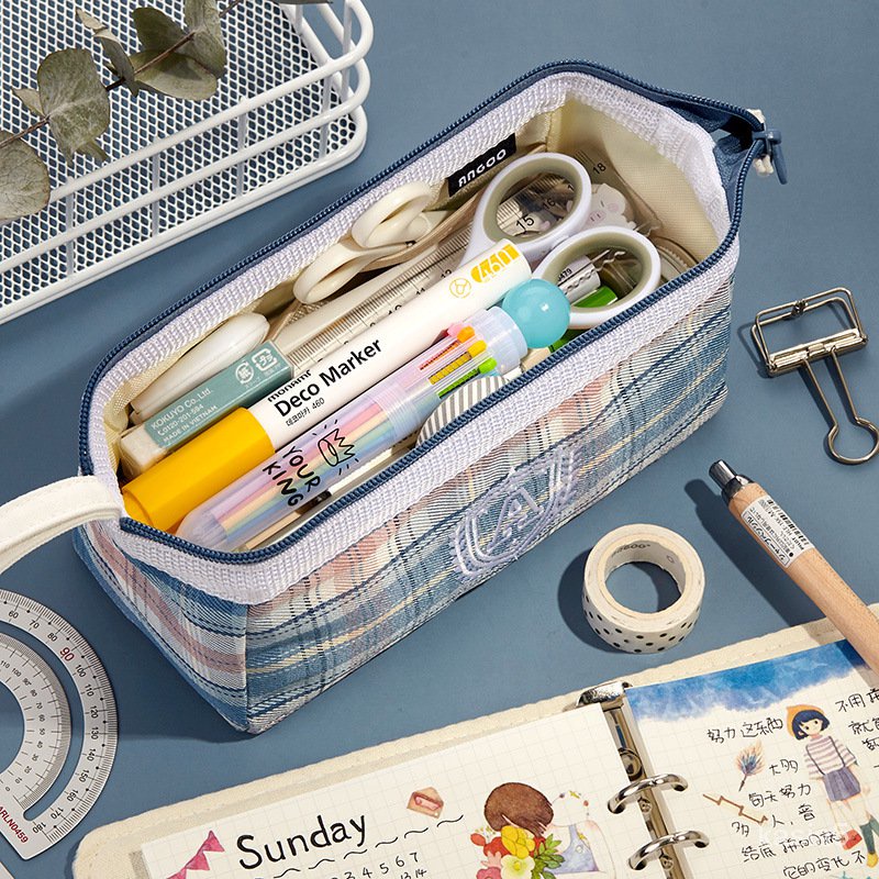 

Embroidery pencil case, large capacity net celebrity stationery box, multi-function pencil case for