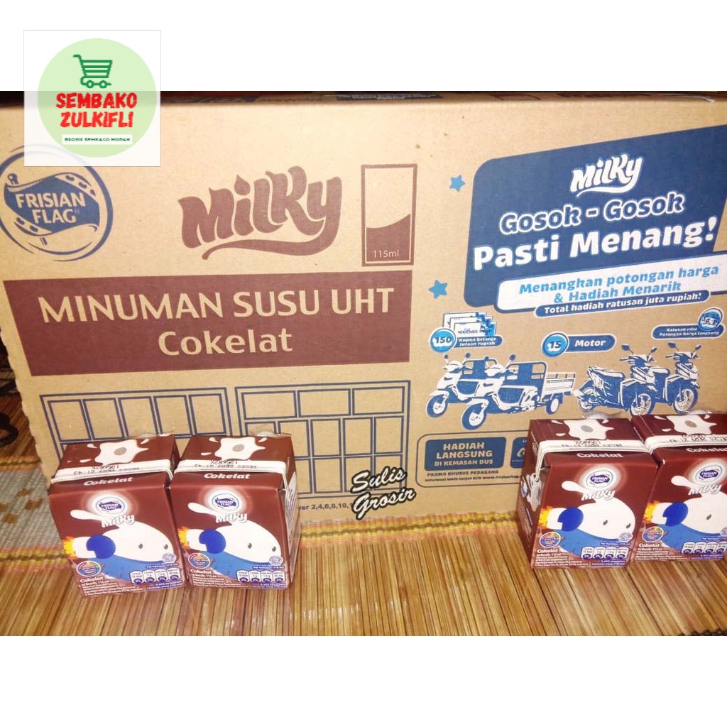 

Frisian Flag Susu UHT Bendera Milky Coklat 115 ml 1 karton Isi 36 pcs Pengiriman By Gosend/ Grab