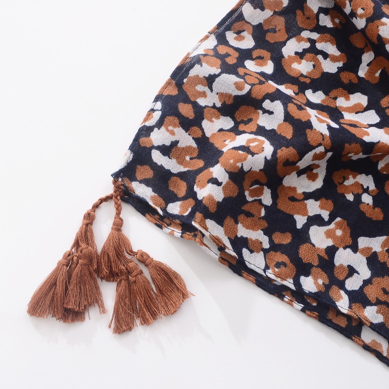 ITSFRIDAY HANDA Scarf - Premium Pashmina Shawl Selendang Syal Pasmina Hijab Import Motif Flower Coklat Hitam Tassel