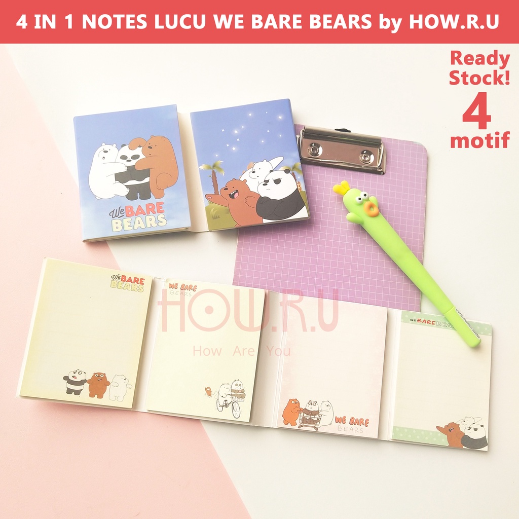 HOW.R.U | Notes Mini / Pocket Size Untuk Tulis Catatan 4 Motif We Bare Bears NBY615