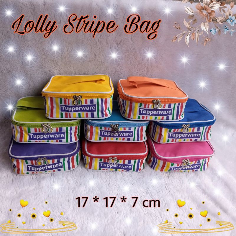 Tas Lolly tupp motif stripe Tupperware/tas bekal tupperware